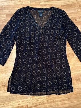 Style & Co. Sheer V-Neck Tunic with Cream Paisley pattern